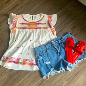 Embroidered Mexican Blouse Shein